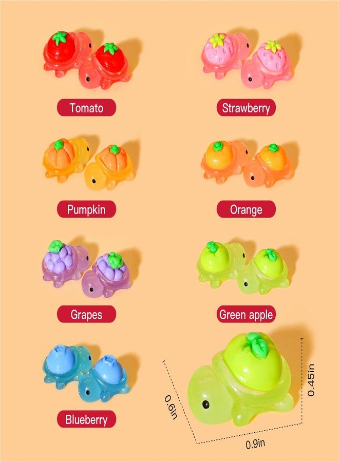 cntjv 50Pcs Mini Animals Figures to Hide Small Resin Turtles Figurines Tiny Glow in The Dark Miniature Plastic Sea Animals, Fruit, Vegetable, and Turtle Combinations in Novel Designs (7 Styles Mix) - Image 2